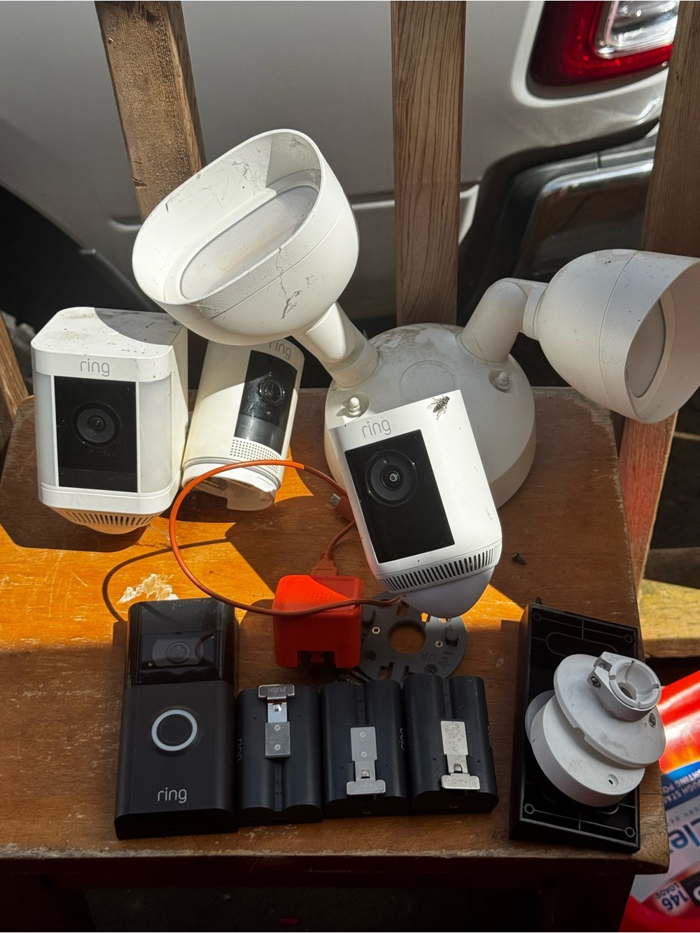 Ring White Outdoor Security Camera and Floodlight Bundle